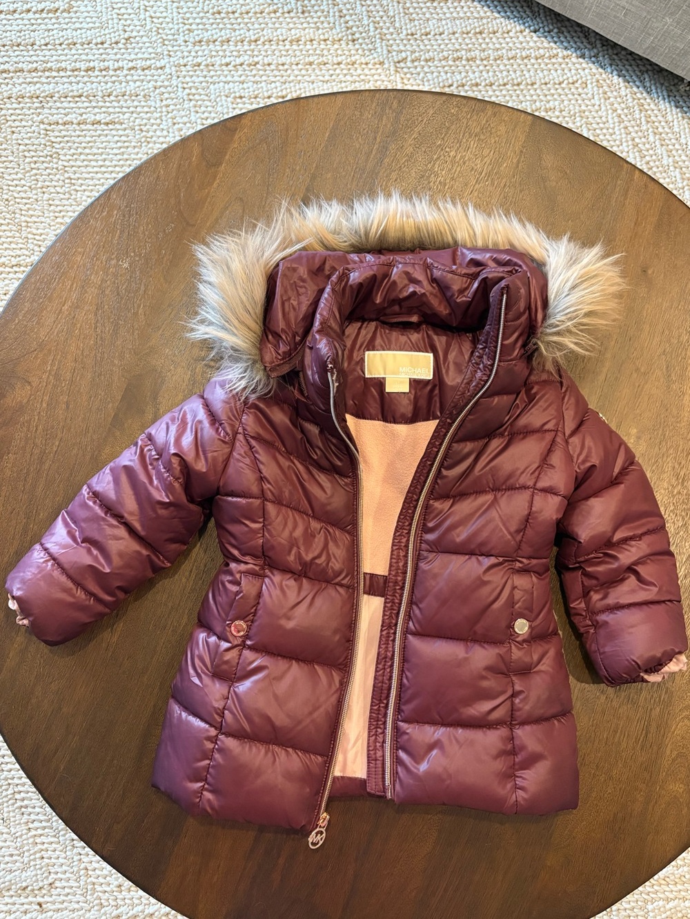 Michael Kors Toddler Winter Puffer parka with removal faux fur hood
